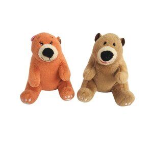 Lot Of 2 Bear Plush Stuffed Animal  I Love You Mommy Daddy Bears Sewn Eyes 4.75"